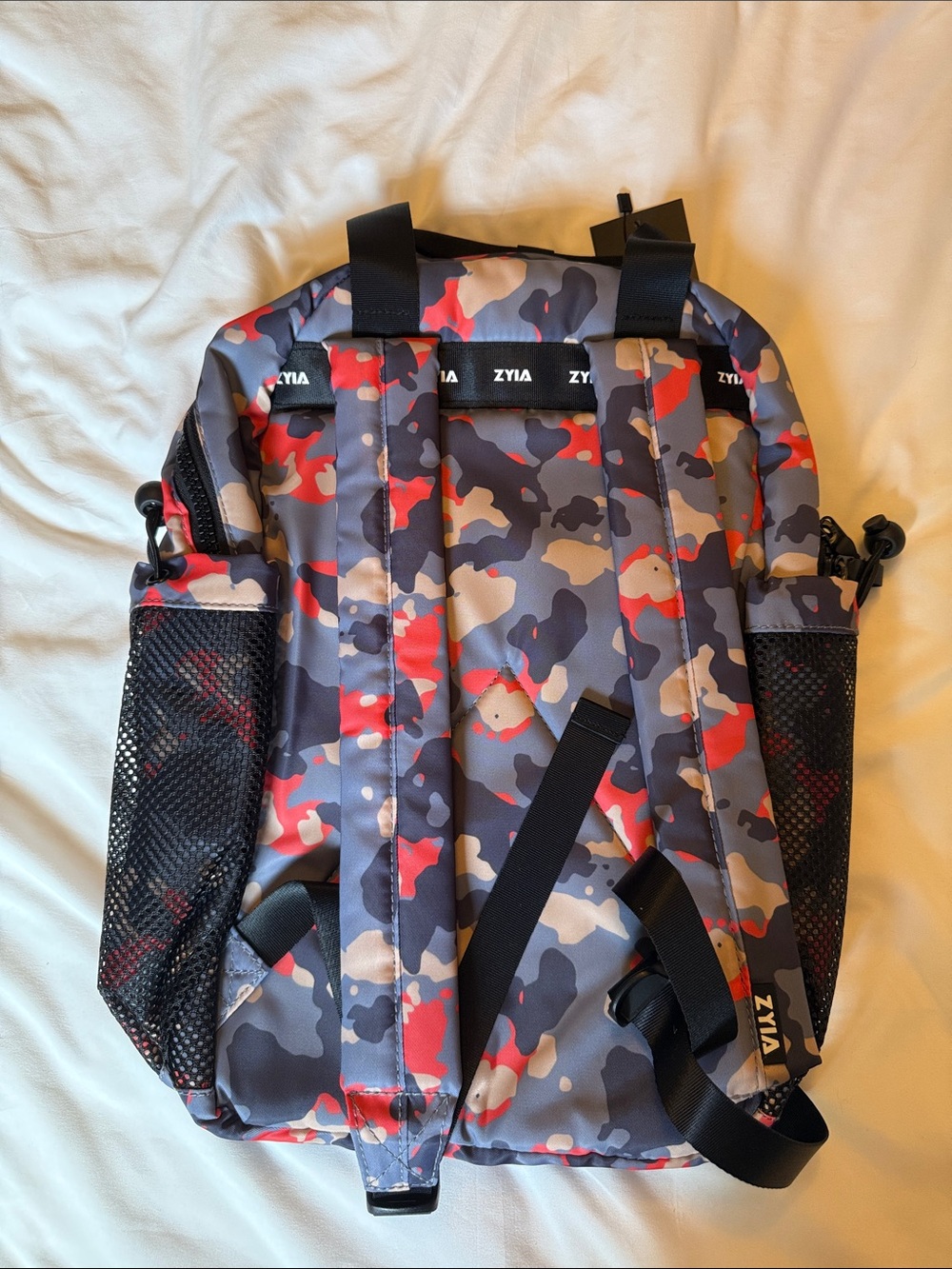 ZYIA Camo Backpack — Gray Red Black - Picture 2 of 7